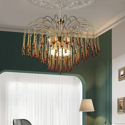 Teardrop Luxe Kristallen Waterval Messing Kroonluchter