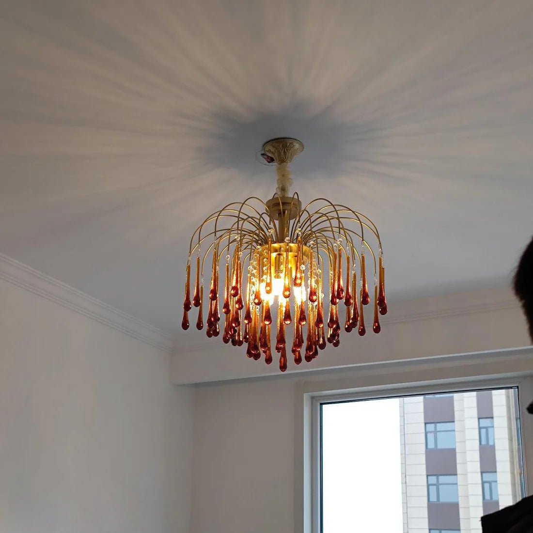 Teardrop Luxe Kristallen Waterval Messing Kroonluchter