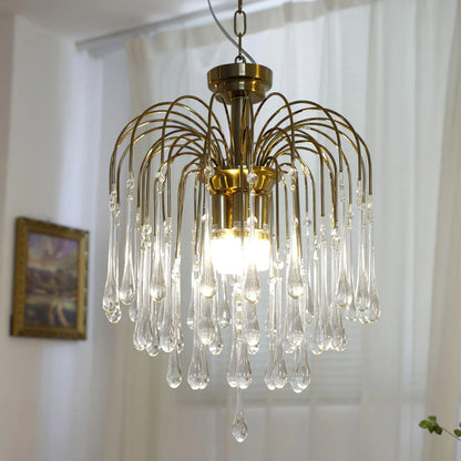 Teardrop Luxe Kristallen Waterval Messing Kroonluchter