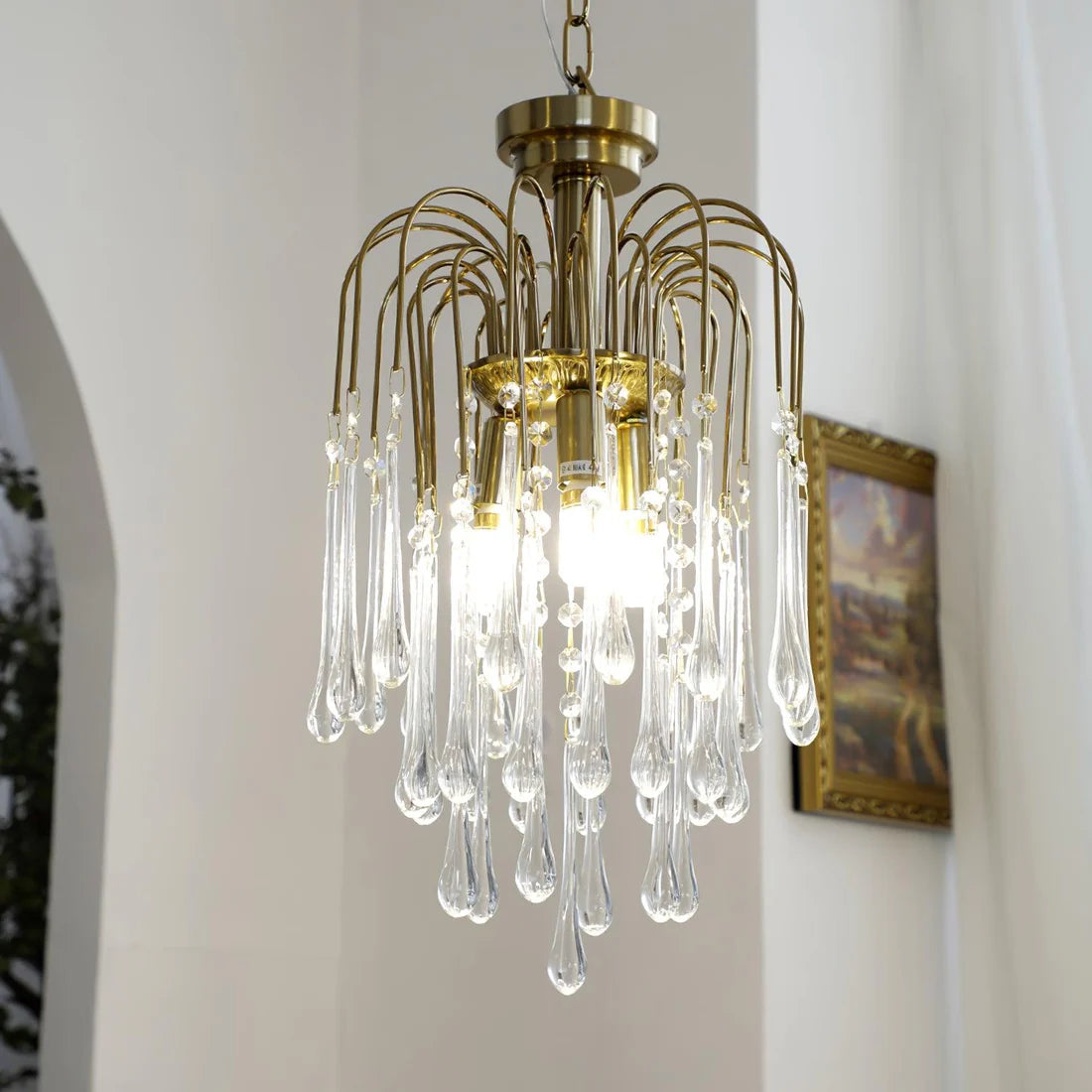 Teardrop Luxe Kristallen Waterval Messing Kroonluchter