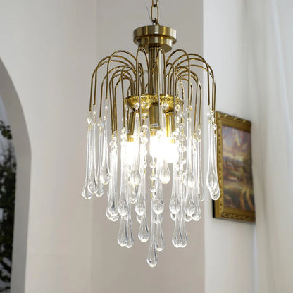 Teardrop Luxe Kristallen Waterval Messing Kroonluchter