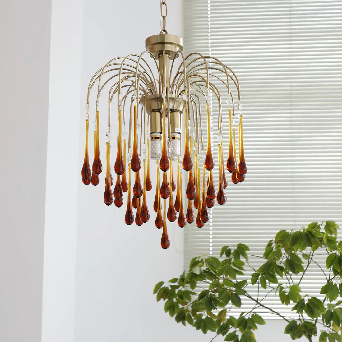 Teardrop Luxe Kristallen Waterval Messing Kroonluchter