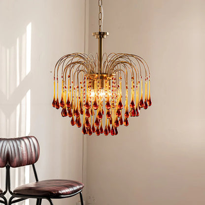 Teardrop Luxe Kristallen Waterval Messing Kroonluchter