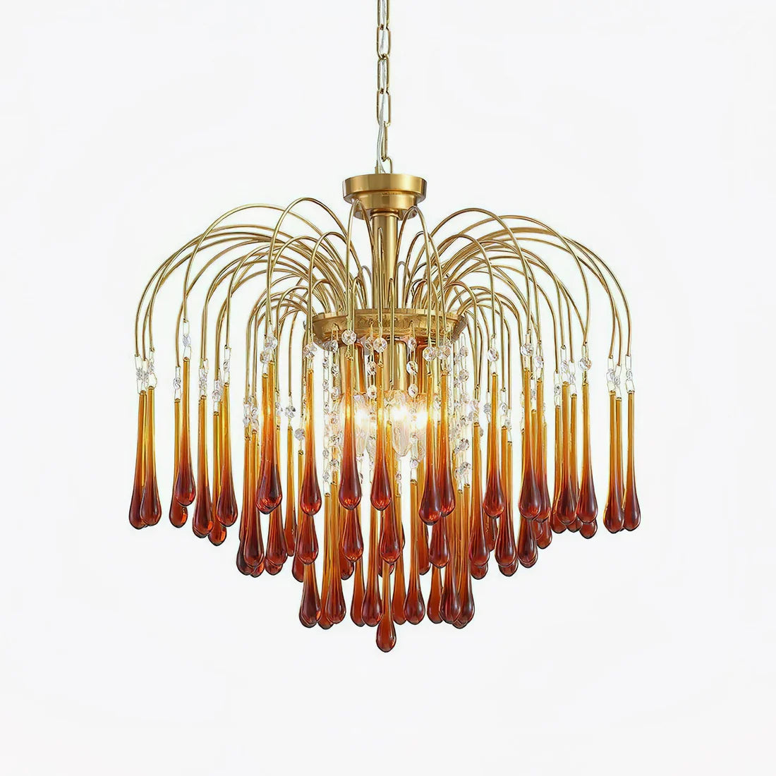 Teardrop Luxe Kristallen Waterval Messing Kroonluchter