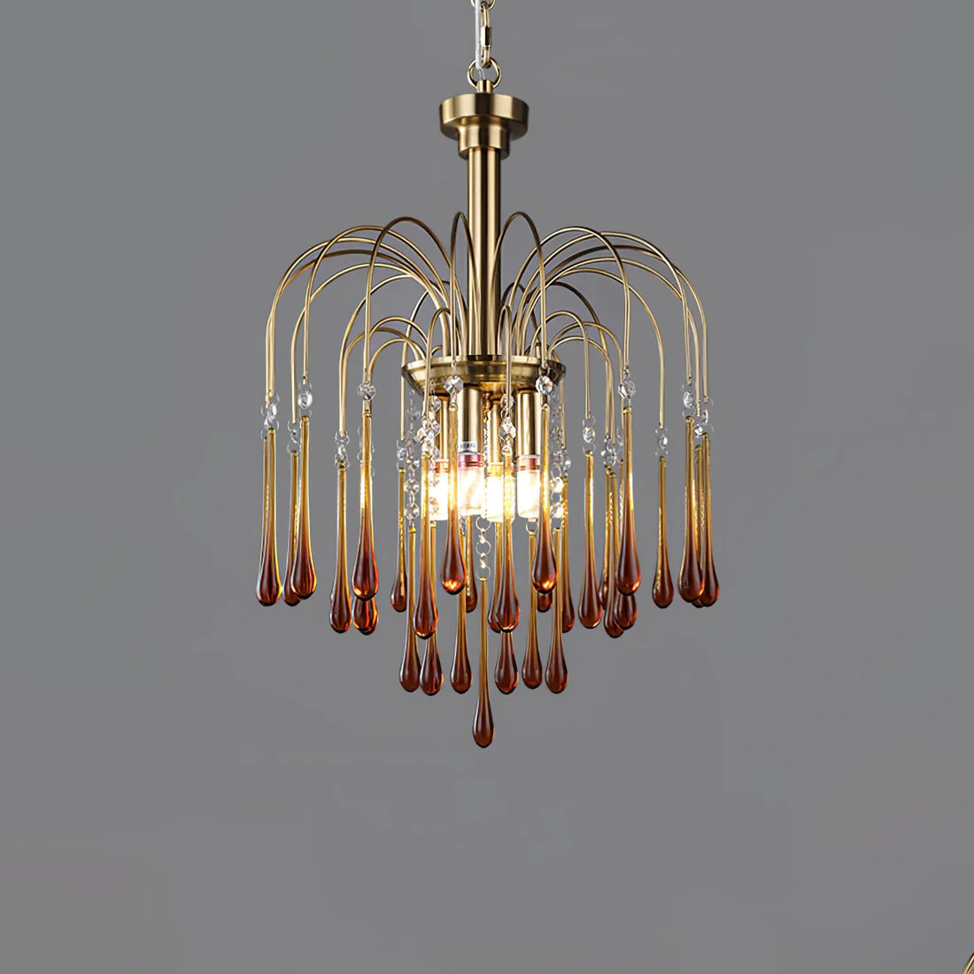 Teardrop Luxe Kristallen Waterval Messing Kroonluchter