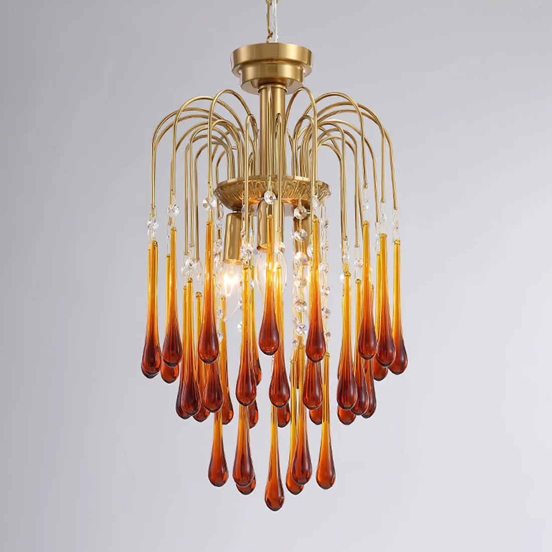 Teardrop Luxe Kristallen Waterval Messing Kroonluchter