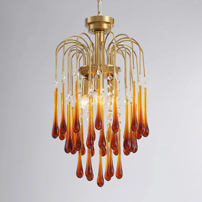 Teardrop Luxe Kristallen Waterval Messing Kroonluchter