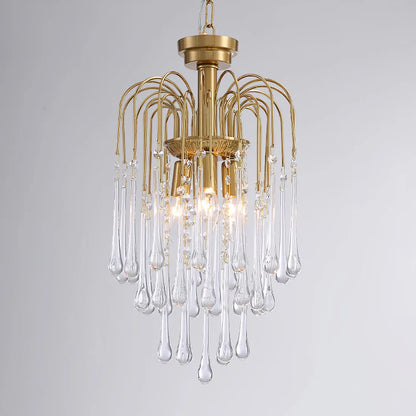 Teardrop Luxe Kristallen Waterval Messing Kroonluchter