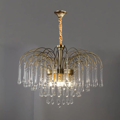 Teardrop Luxe Kristallen Waterval Messing Kroonluchter