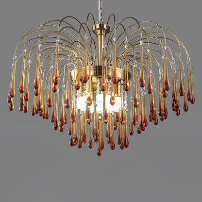 Teardrop Luxe Kristallen Waterval Messing Kroonluchter