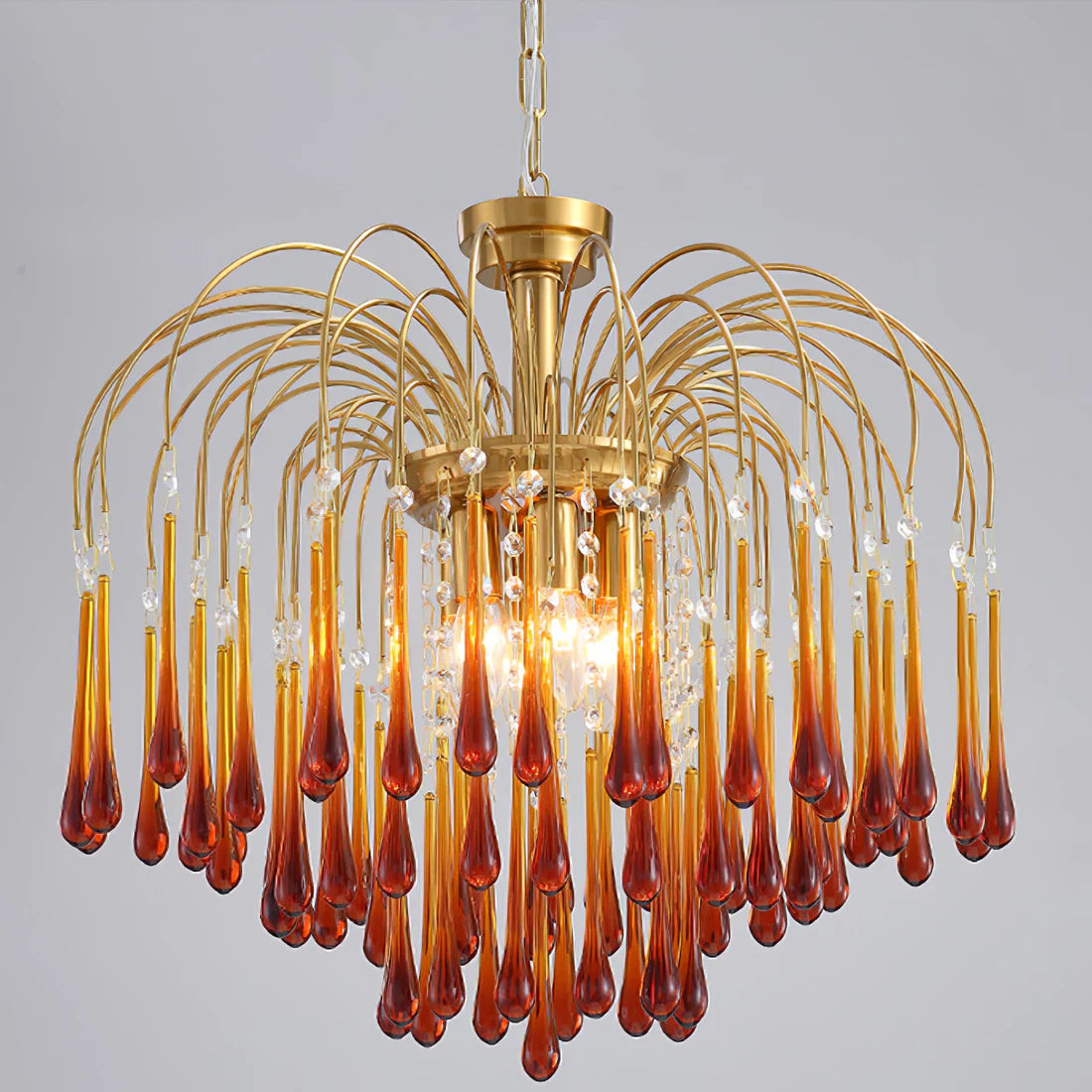 Teardrop Luxe Kristallen Waterval Messing Kroonluchter