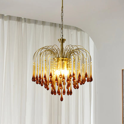 Teardrop Luxe Kristallen Waterval Messing Kroonluchter