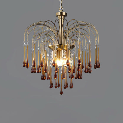 Teardrop Luxe Kristallen Waterval Messing Kroonluchter