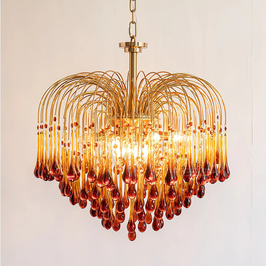 Teardrop Luxe Kristallen Waterval Messing Kroonluchter