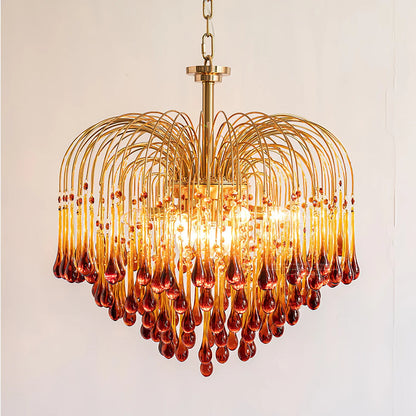 Teardrop Luxe Kristallen Waterval Messing Kroonluchter