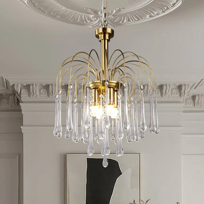 Teardrop Luxe Kristallen Waterval Messing Kroonluchter