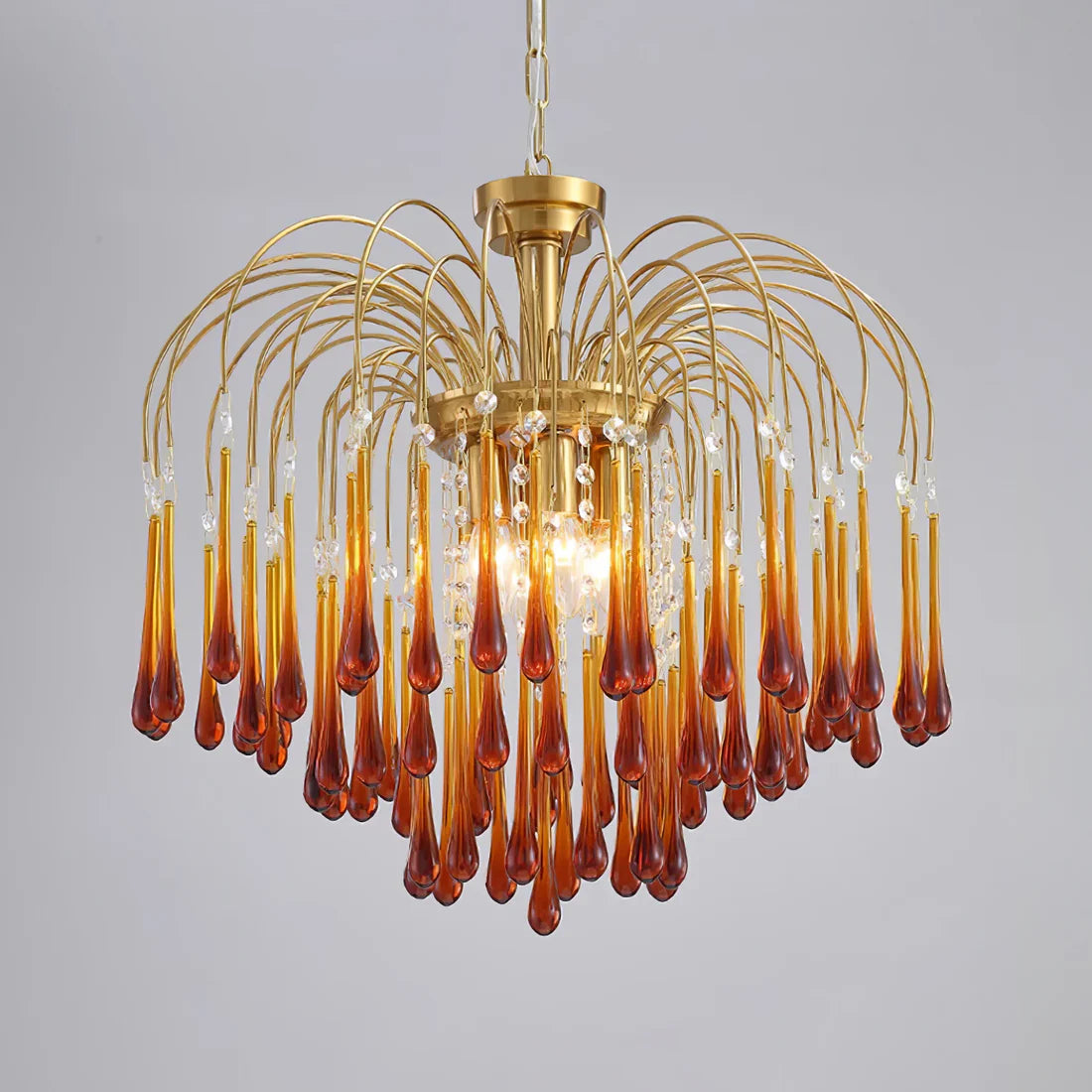 Teardrop Luxe Kristallen Waterval Messing Kroonluchter