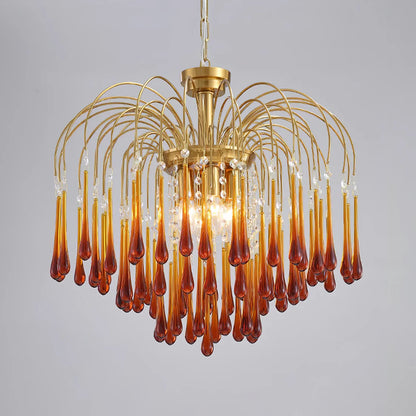 Teardrop Luxe Kristallen Waterval Messing Kroonluchter