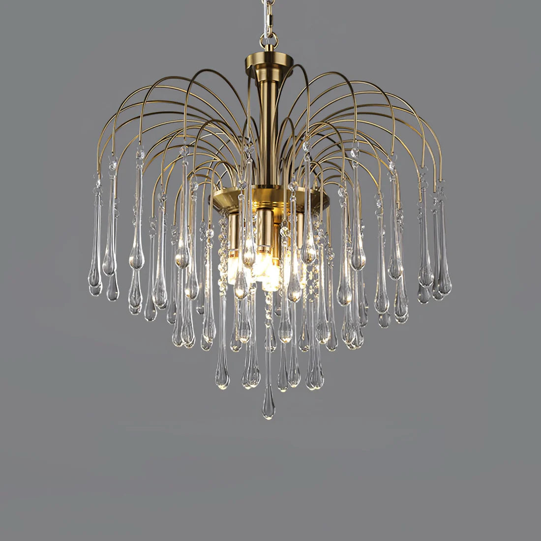 Teardrop Luxe Kristallen Waterval Messing Kroonluchter