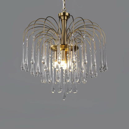 Teardrop Luxe Kristallen Waterval Messing Kroonluchter
