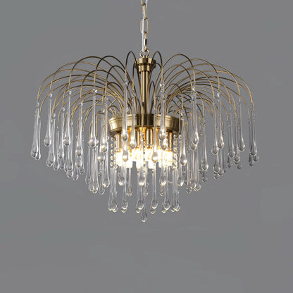 Teardrop Luxe Kristallen Waterval Messing Kroonluchter