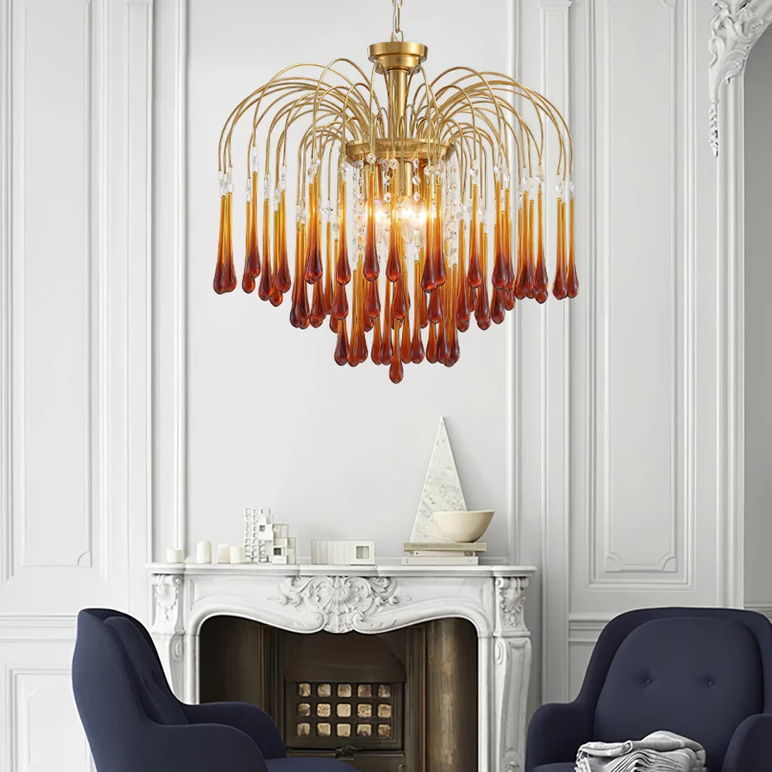 Teardrop Luxe Kristallen Waterval Messing Kroonluchter