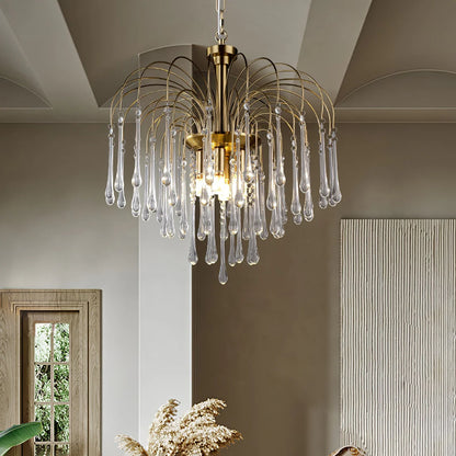 Teardrop Luxe Kristallen Waterval Messing Kroonluchter