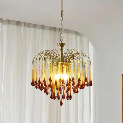 Teardrop Luxe Kristallen Waterval Messing Kroonluchter