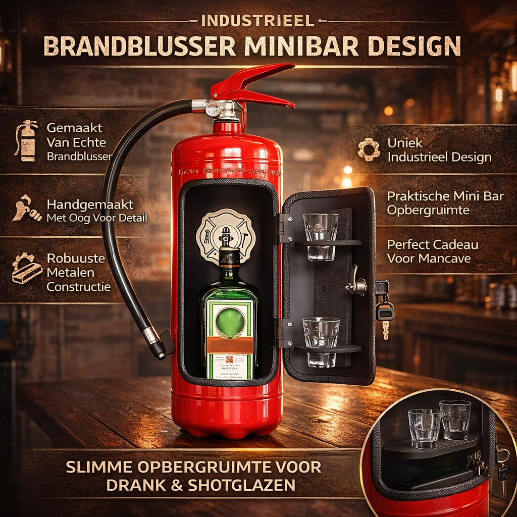 Minibar Brandblusser Industrieel Handgemaakt Metalen Kast