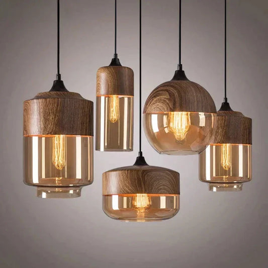 Woodcrest Hanglamp – Glas & Hout in Perfect Harmonie