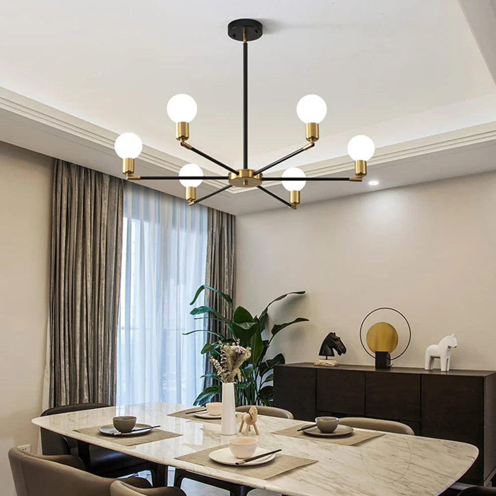 Moderne Ijzeren Hanglamp - Industriële Elegantie in 6 Lichten