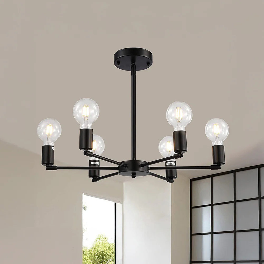 Moderne Ijzeren Hanglamp - Industriële Elegantie in 6 Lichten