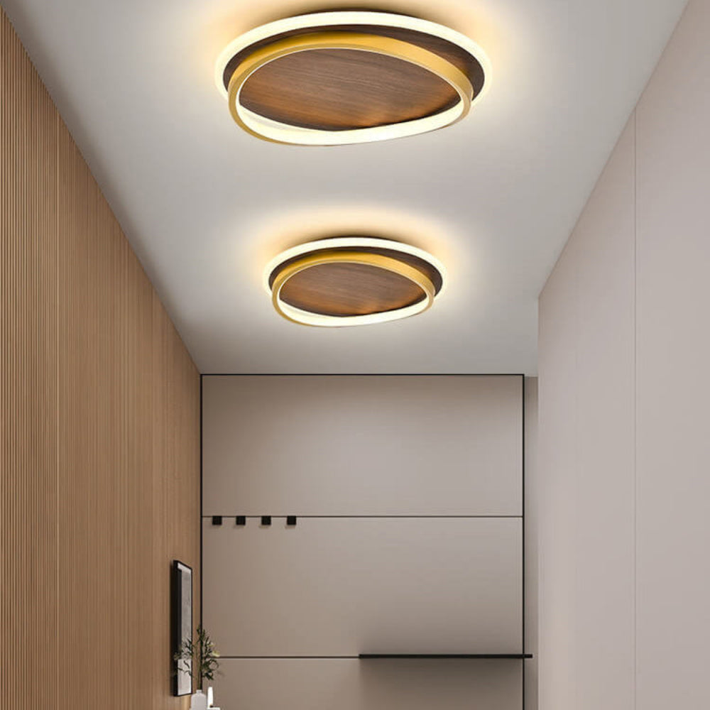 Plafondlamp LED Rond Modern Walnoot Goud Aluminium