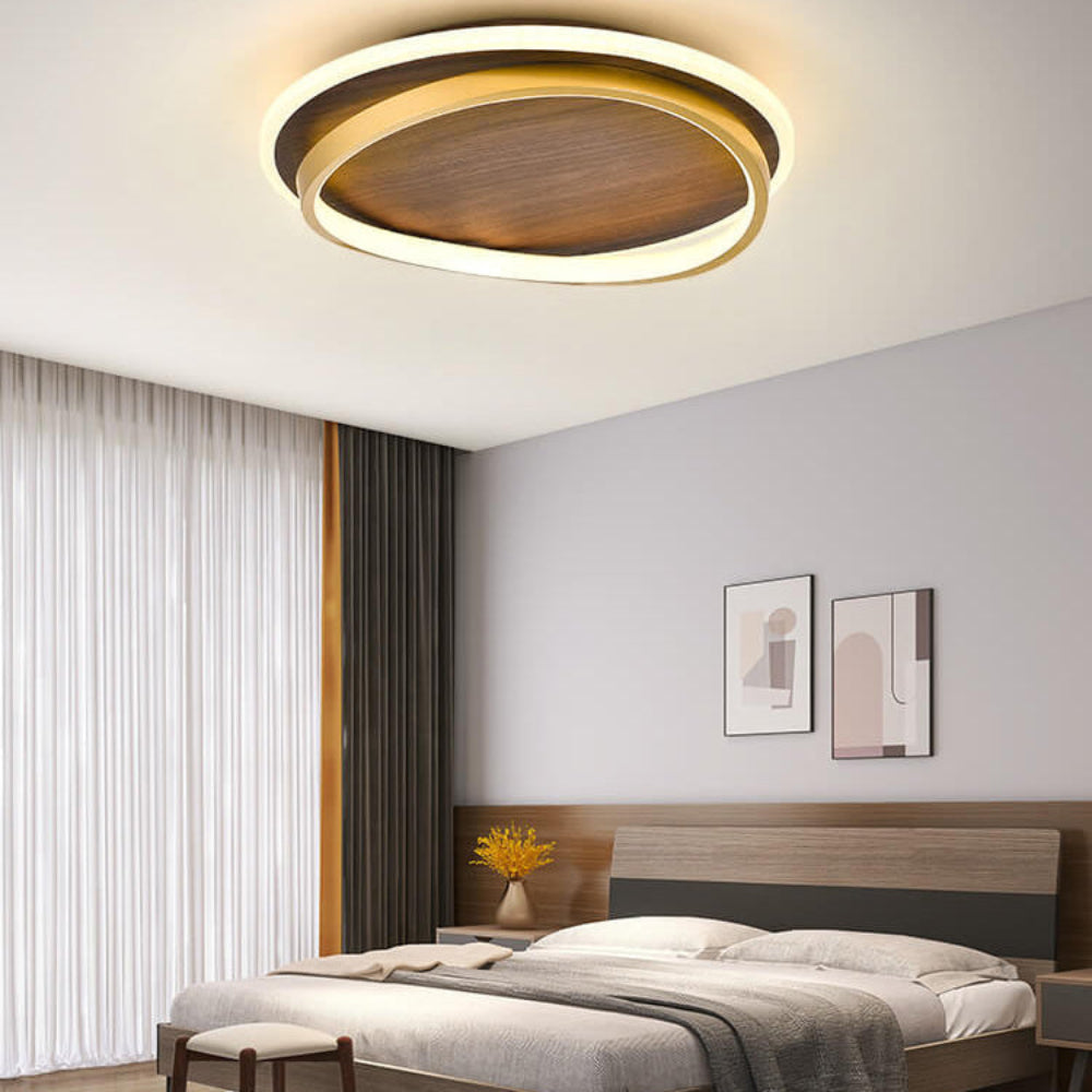 Plafondlamp LED Rond Modern Walnoot Goud Aluminium