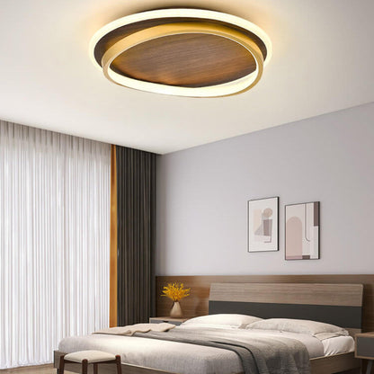 Plafondlamp LED Rond Modern Walnoot Goud Aluminium