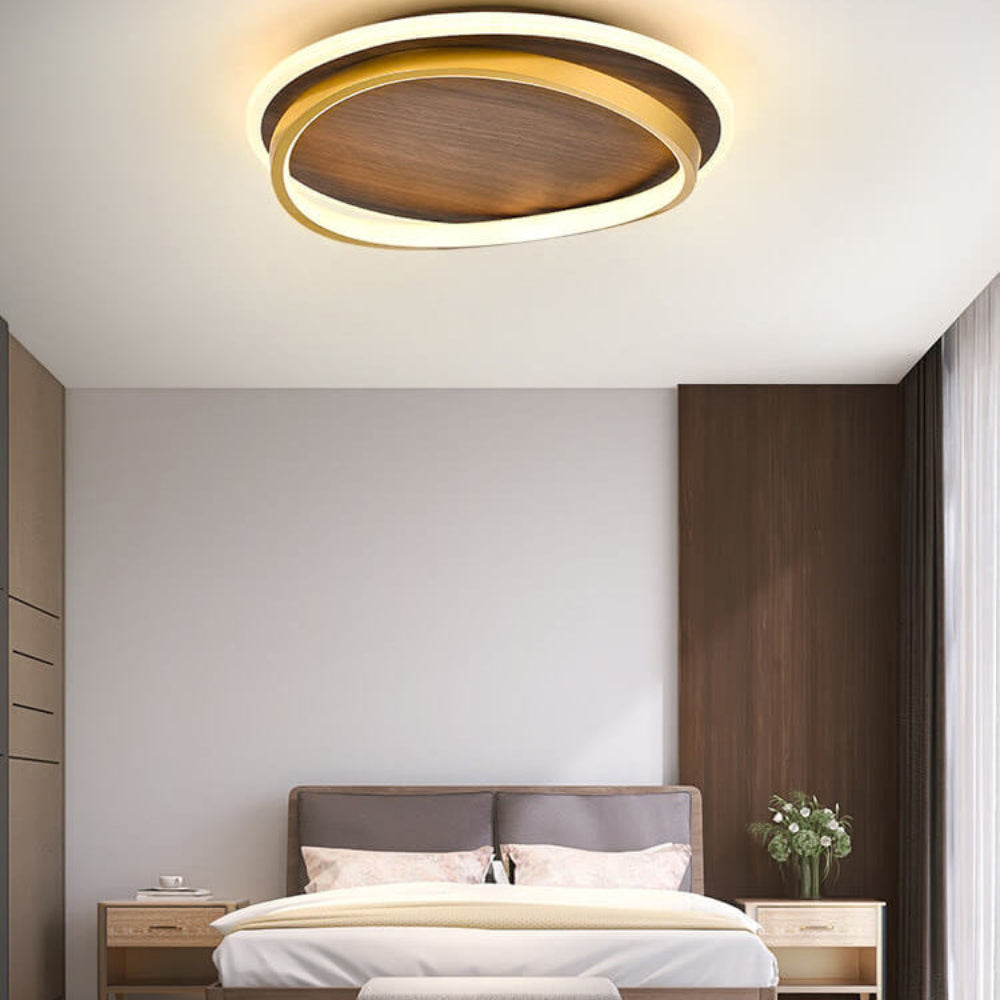 Plafondlamp LED Rond Modern Walnoot Goud Aluminium