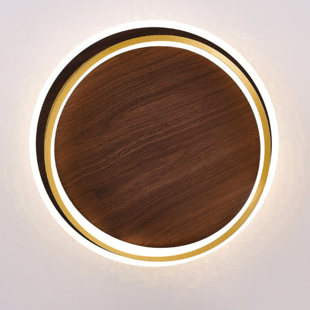 Plafondlamp LED Rond Modern Walnoot Goud Aluminium