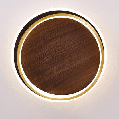 Plafondlamp LED Rond Modern Walnoot Goud Aluminium