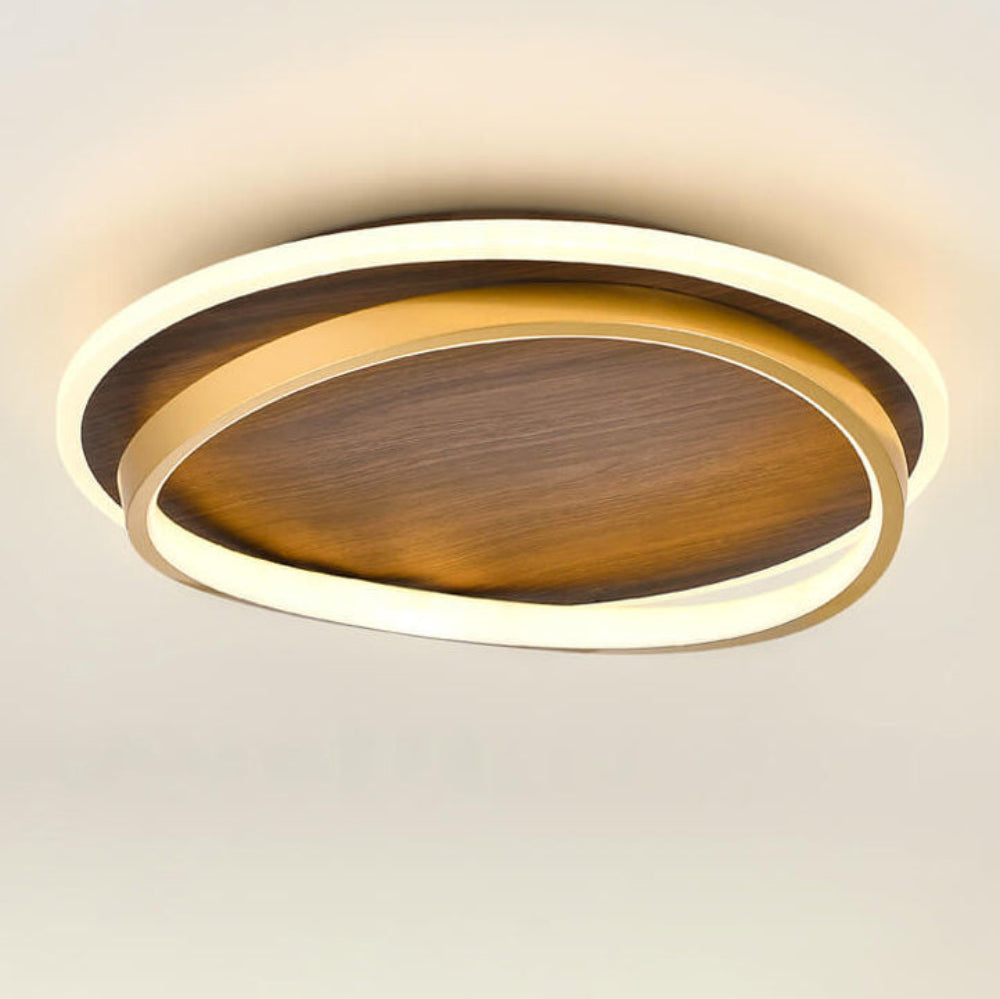 Plafondlamp LED Rond Modern Walnoot Goud Aluminium