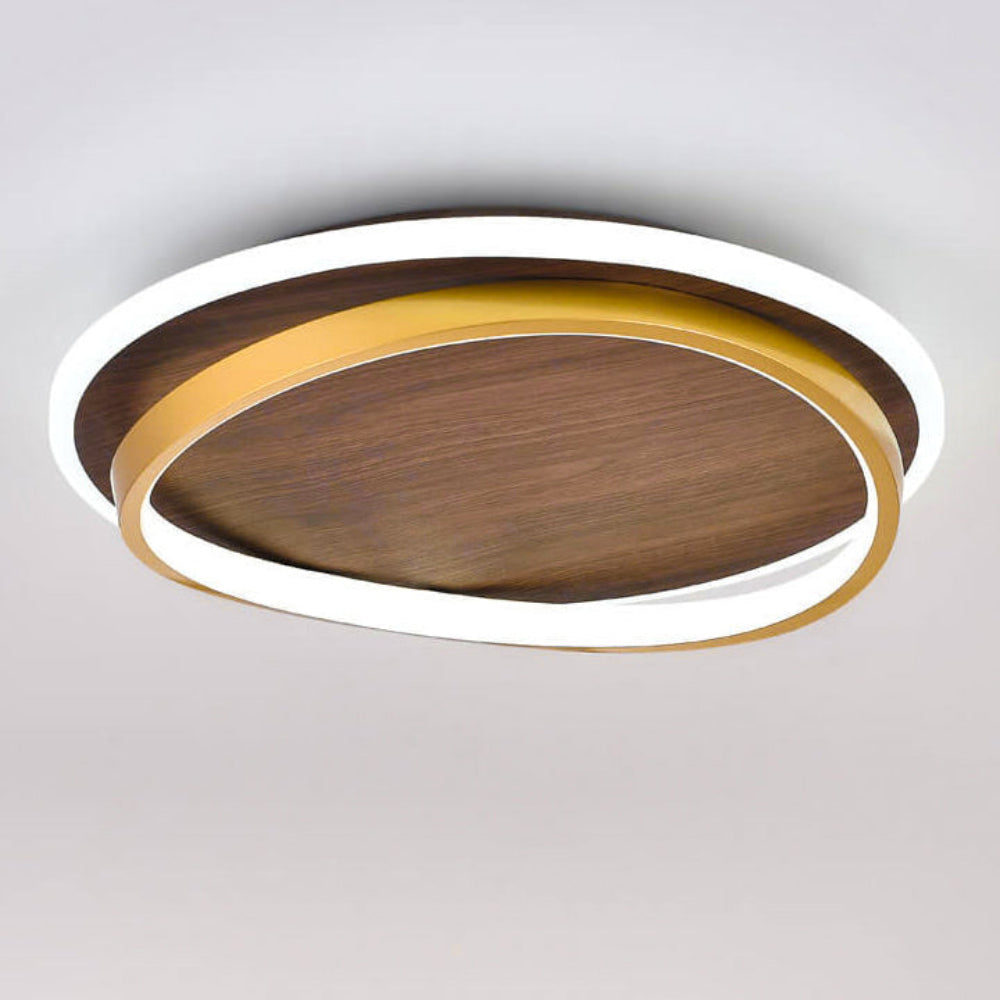 Plafondlamp LED Rond Modern Walnoot Goud Aluminium