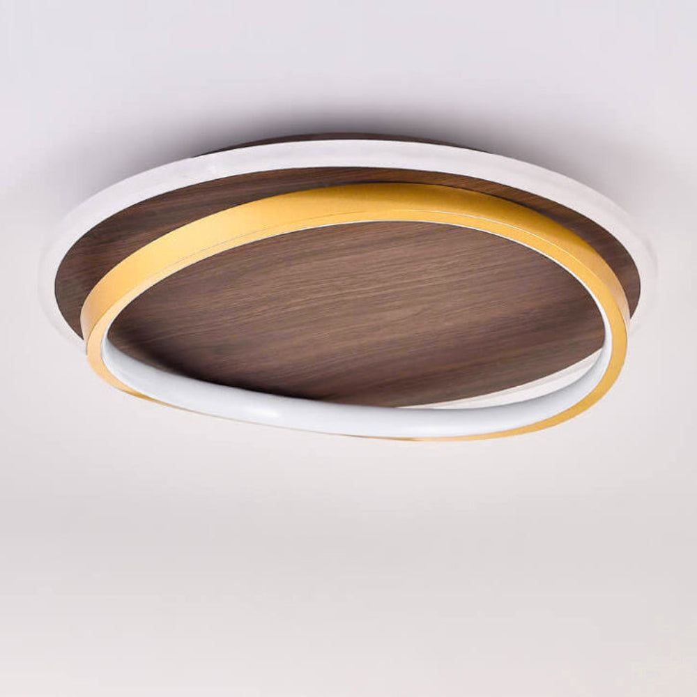 Plafondlamp LED Rond Modern Walnoot Goud Aluminium