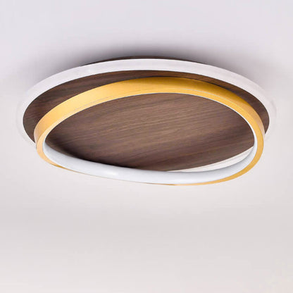 Plafondlamp LED Rond Modern Walnoot Goud Aluminium