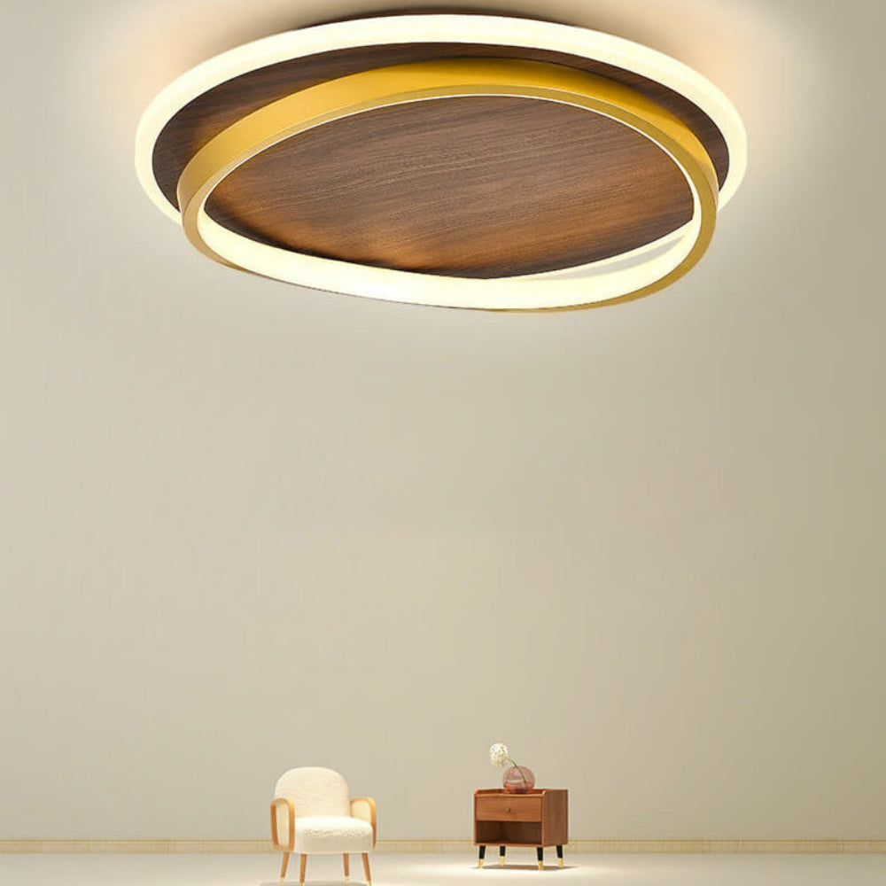 Plafondlamp LED Rond Modern Walnoot Goud Aluminium