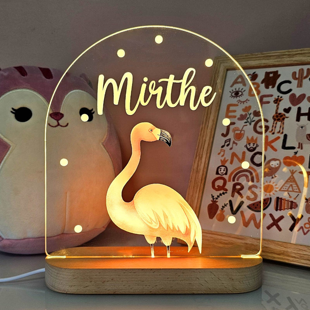 Nachtlampje Kinderkamer Dier Naam Houten LED Lamp