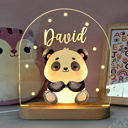 Nachtlampje Kinderkamer Dier Naam Houten LED Lamp