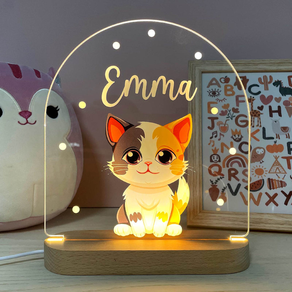 Nachtlampje Kinderkamer Dier Naam Houten LED Lamp