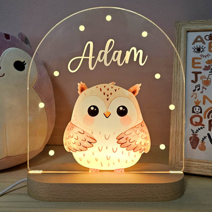 Nachtlampje Kinderkamer Dier Naam Houten LED Lamp