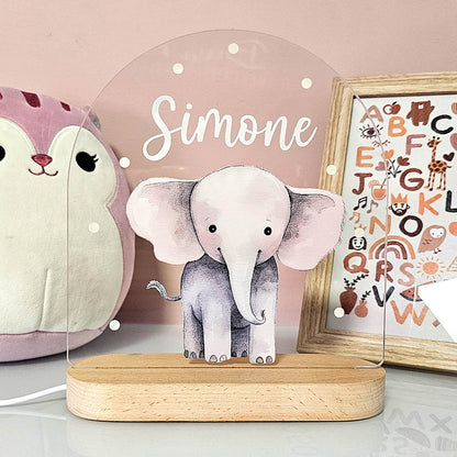 Nachtlampje Kinderkamer Dier Naam Houten LED Lamp