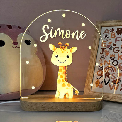 Nachtlampje Kinderkamer Dier Naam Houten LED Lamp
