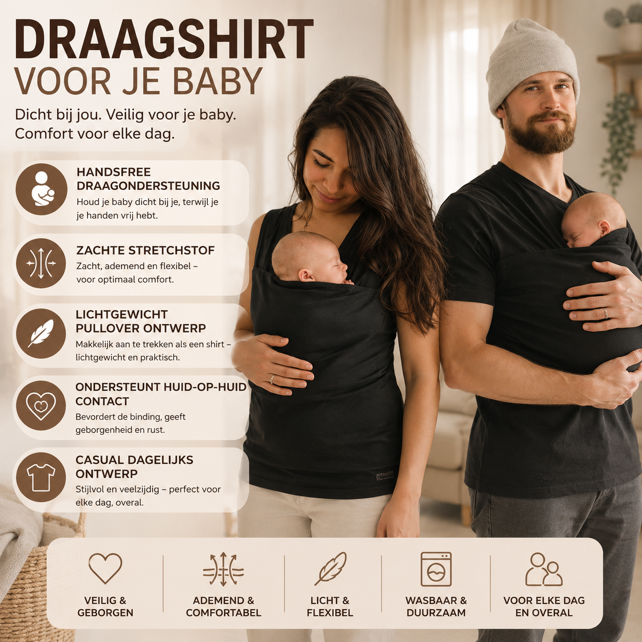Babydraagshirt Gepersonaliseerd Comfortabel Draaghulpmiddel Ouders